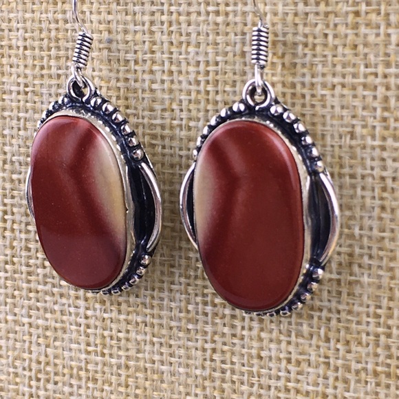 Mookaite Imperial Jasper Stone Hook Earrings - Picture 6 of 9
